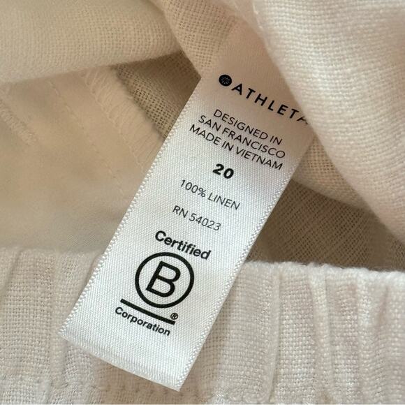 Athleta Cabo White 100% Linen High Rise Cropped Joggers Women’s Size 20 - Picture 14 of 15